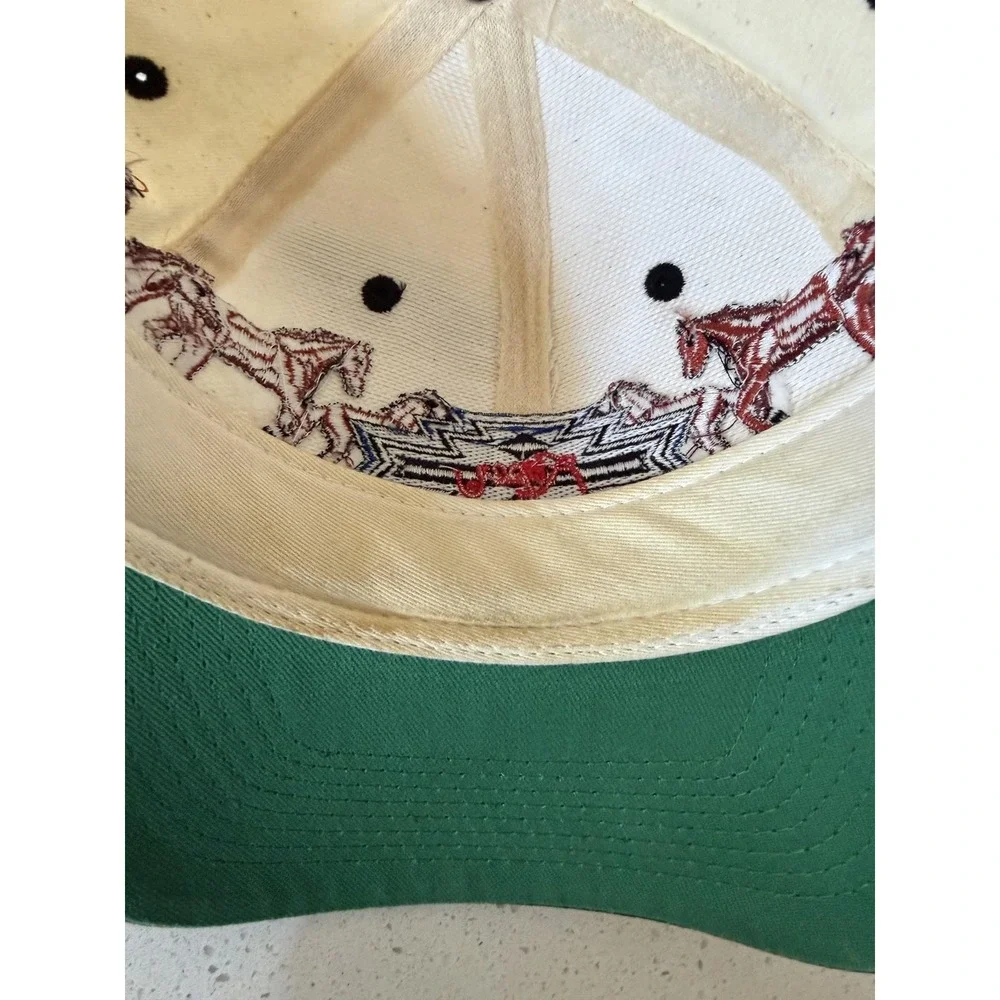 Vintage Roper Hat Cap Strap Back Horse Western Embroidered Beige Black Mens 90s - Picture 6 of 7